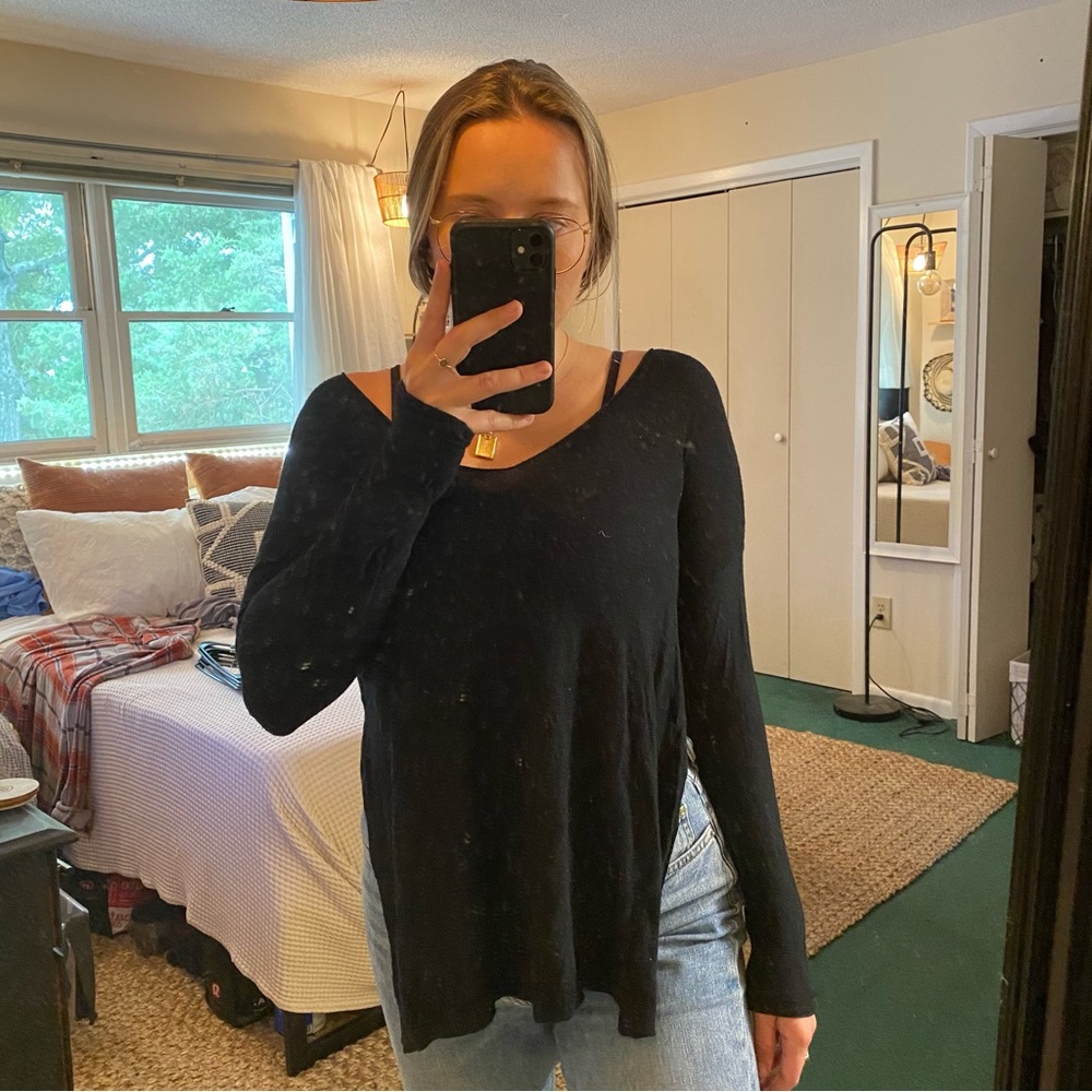 Black slit sweater